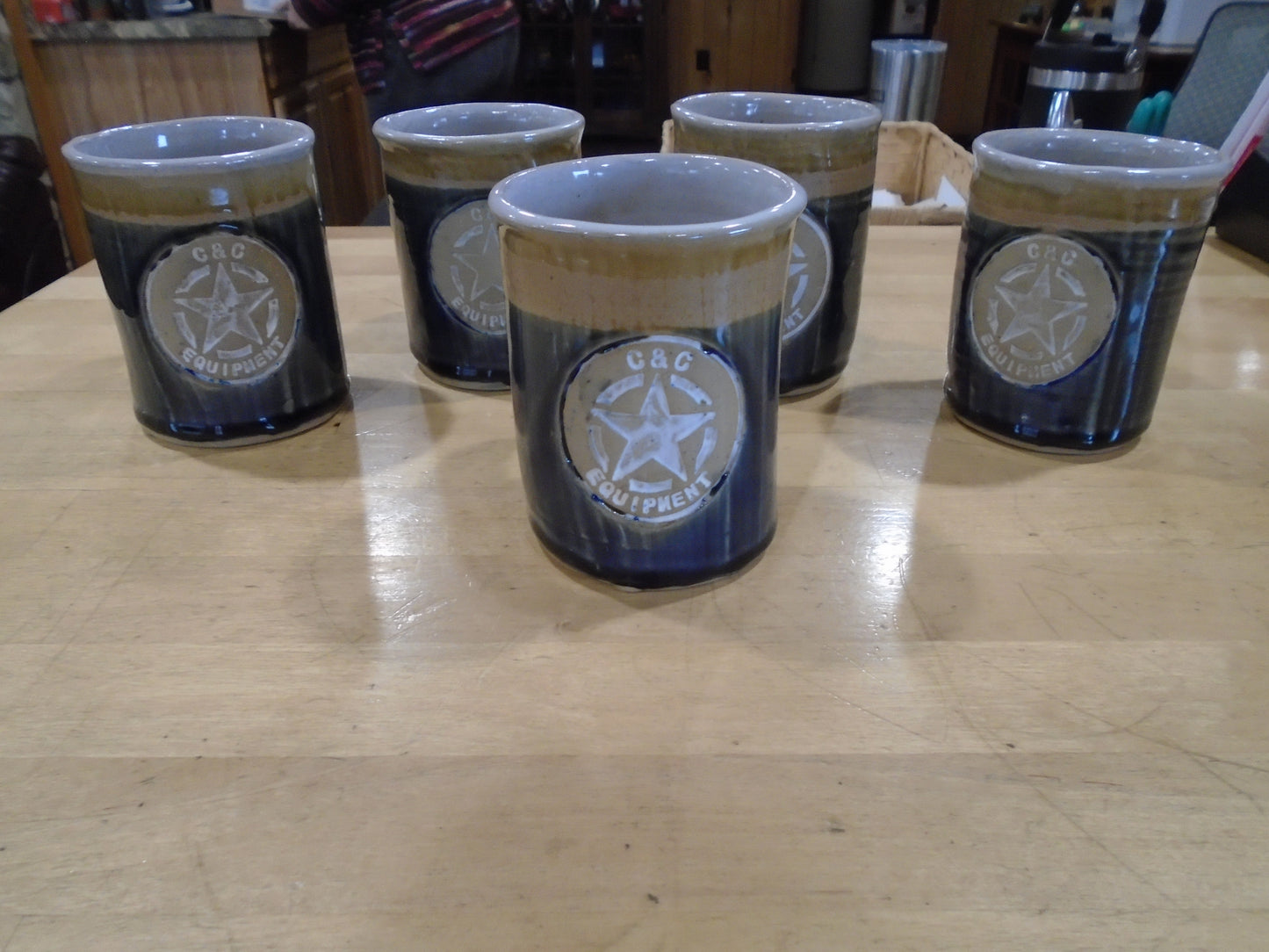 C&C Equipment Handmade Pottery Blue Coffee Mug