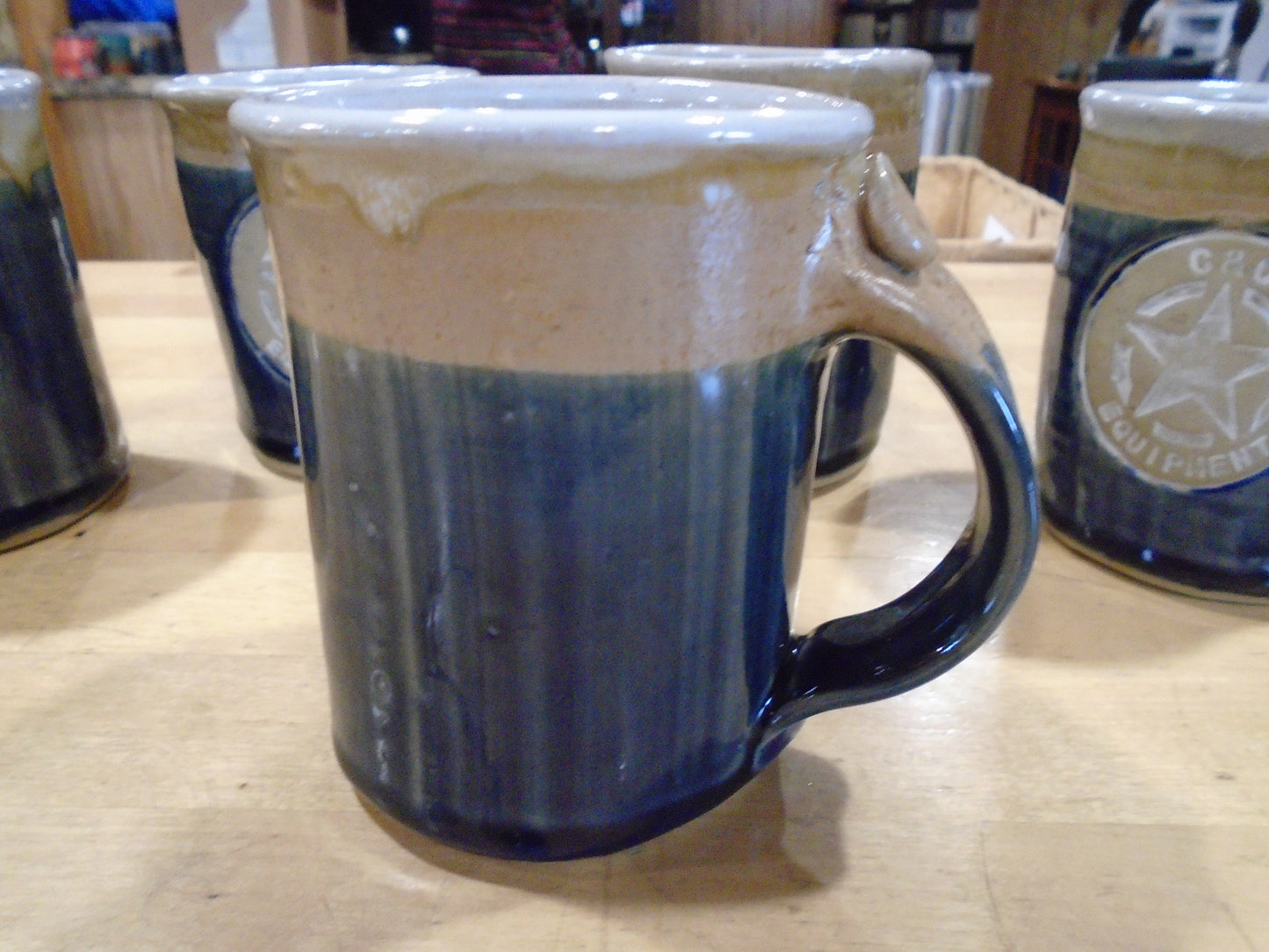 C&C Equipment Handmade Pottery Blue Coffee Mug