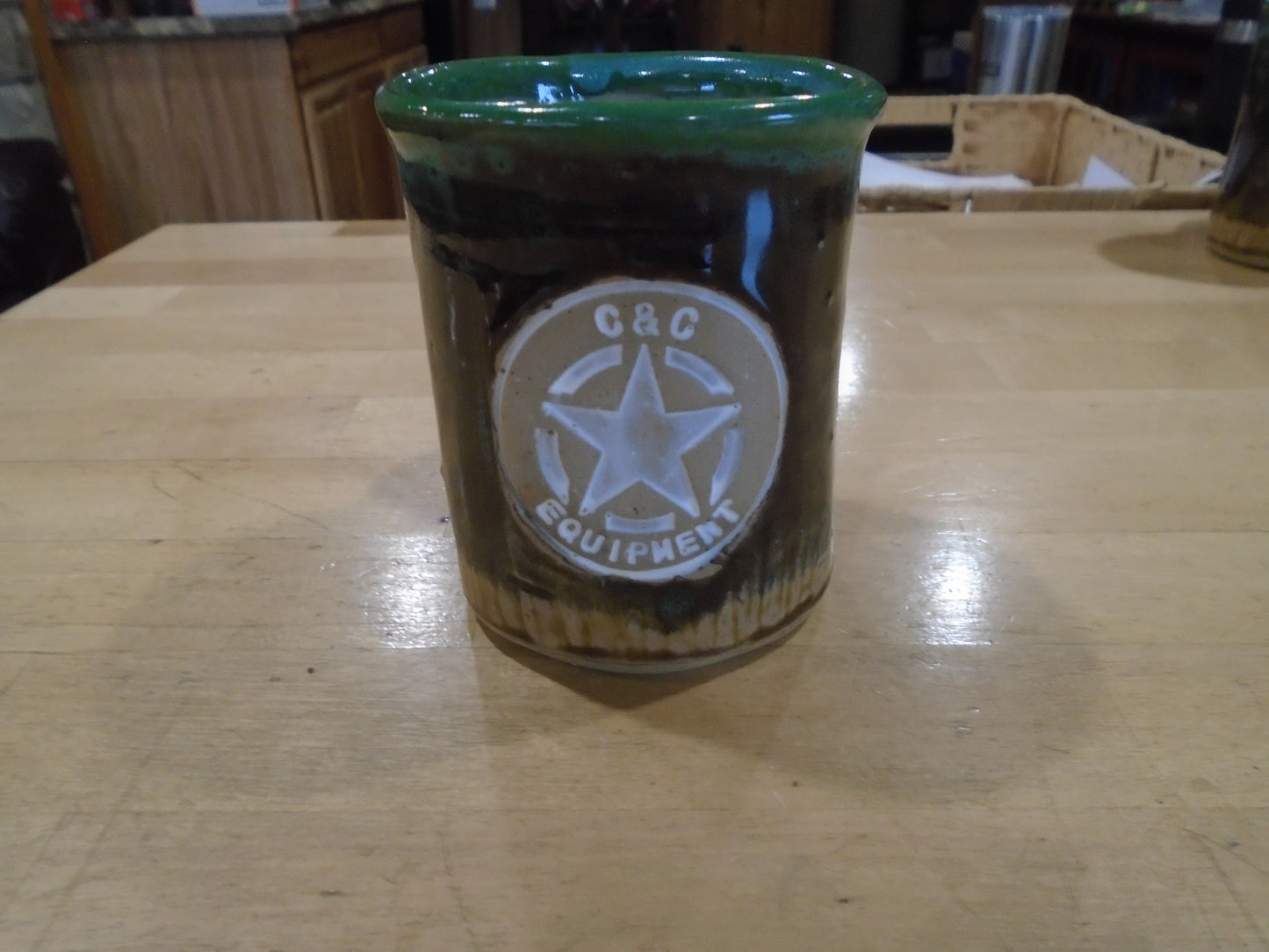 C&C Equipment Handmade Pottery Turquoise Coffee Mug