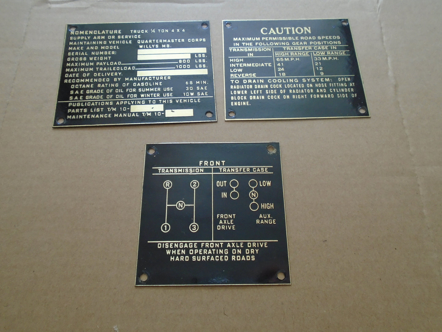 MB Willys Set of 3 Data Tag Series 1