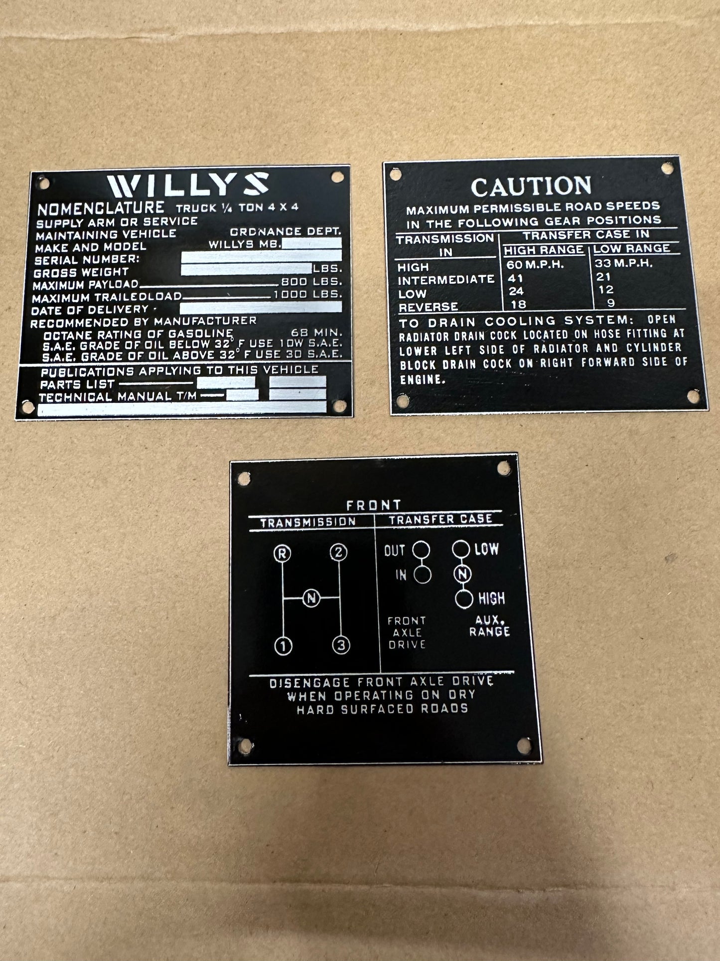 MB Willys Set of 3 Data Tag Series 5