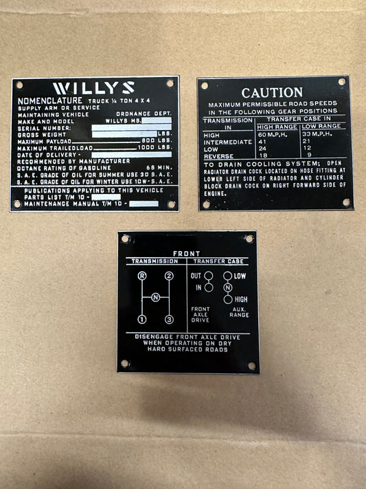 MB Willys Set of 3 Data Tag Series 4